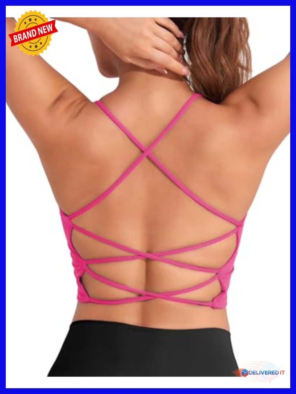 Open Back Workout Tank with Built in Bra Longline Backless Sports Bra